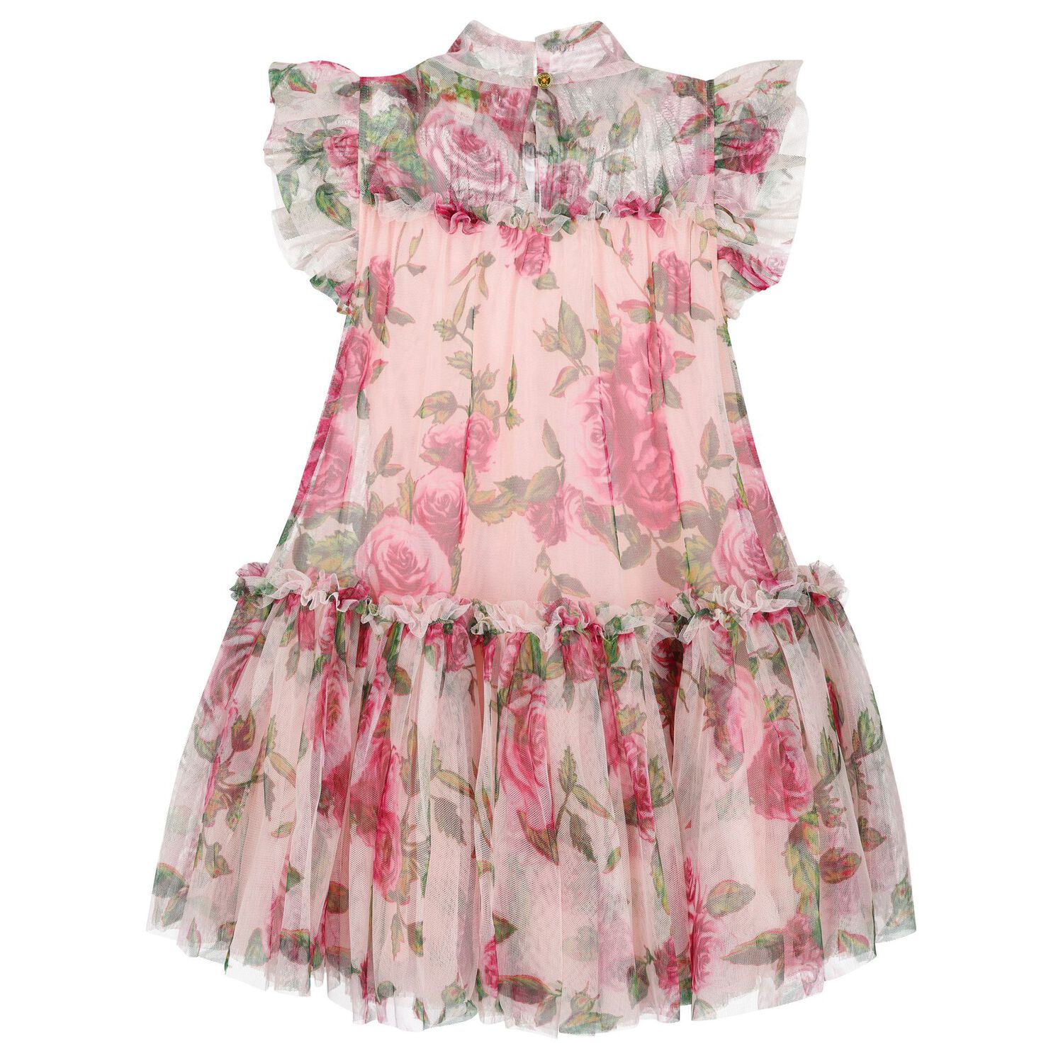 Girls Pink Floral Tulle Dress, 6, hi-res image number null