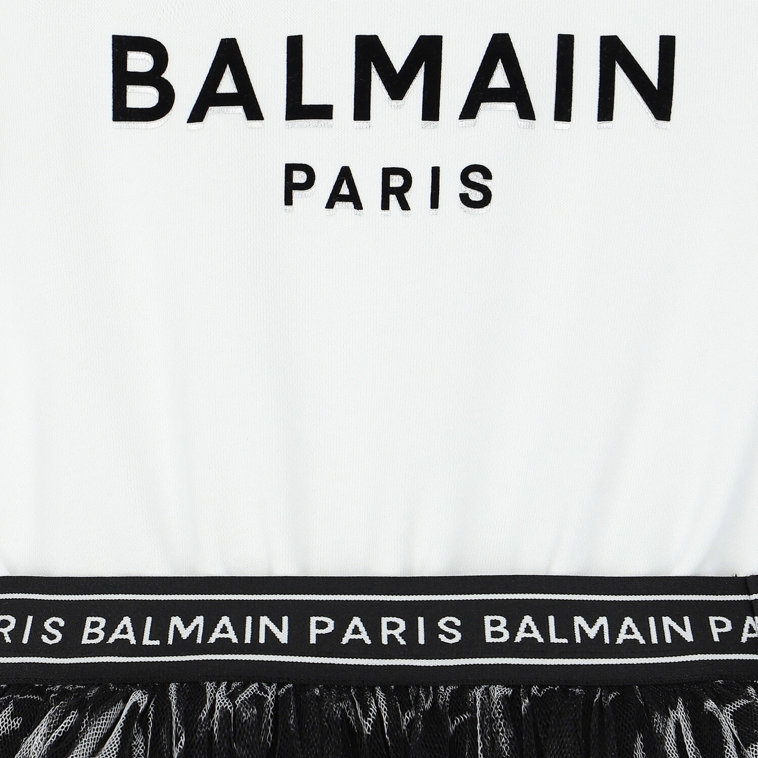 Girls White & Black Logo Dress, 1, hi-res