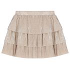 Girls Gold Plissé Skirt Set, 1, hi-res