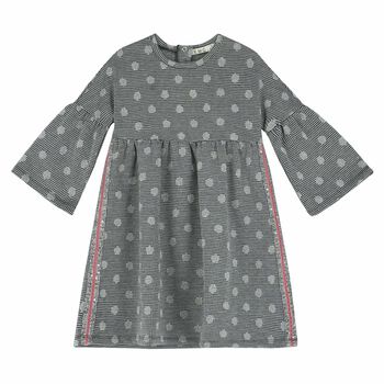 Girls Black & White Glitter Dress