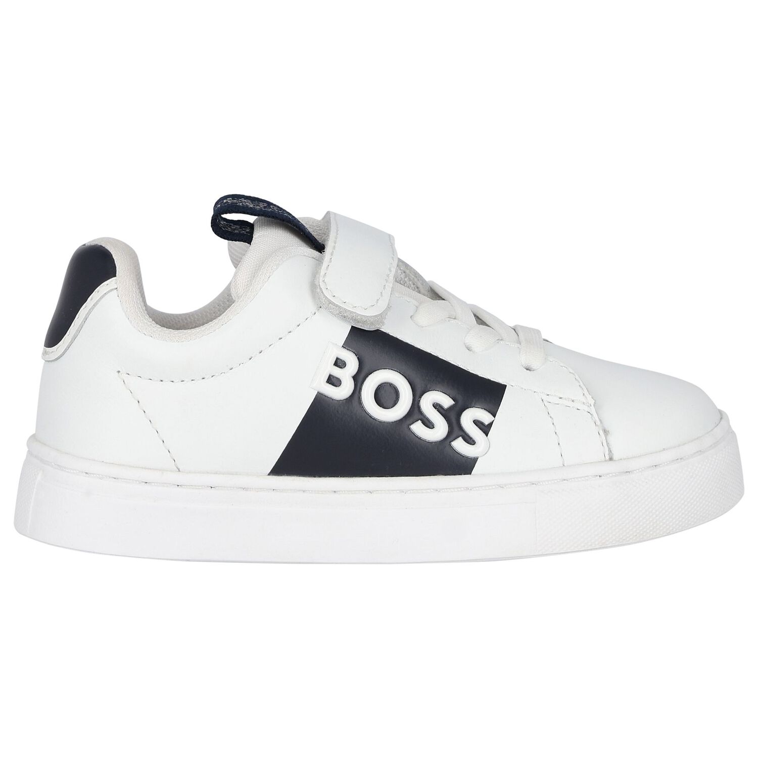 Boys White & Black Logo Trainers, 1, hi-res image number null