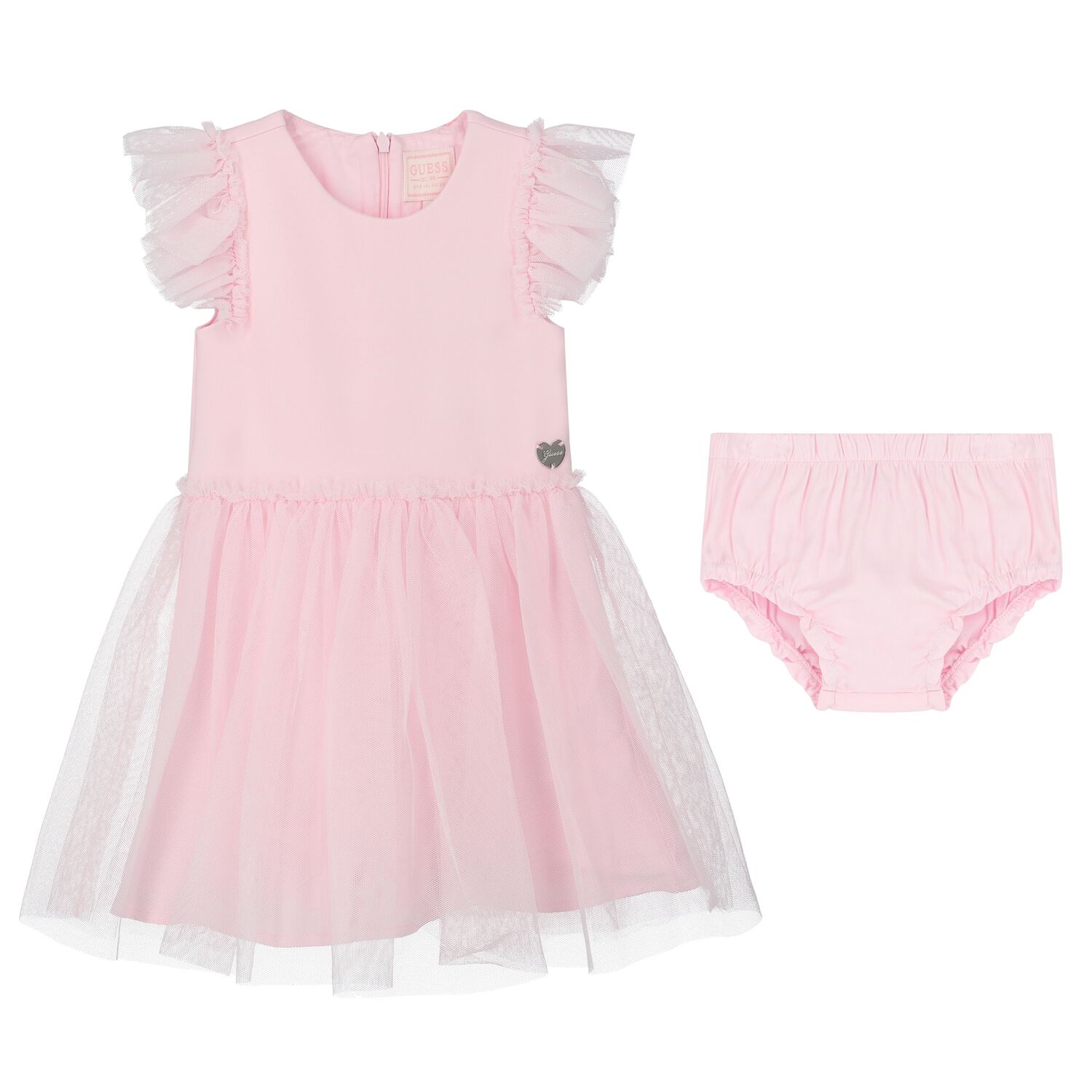Baby Girls Pink Tulle Dress, 1, hi-res