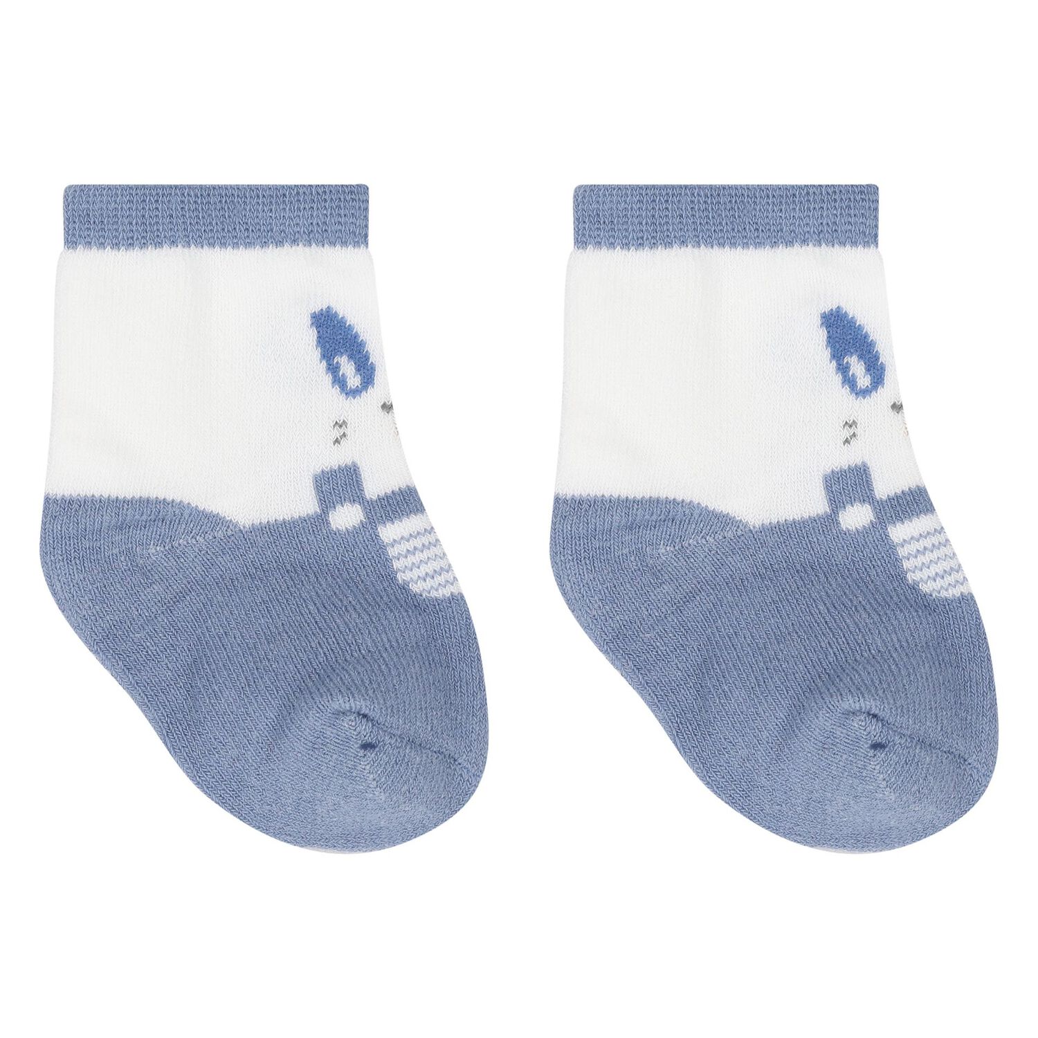 Baby Boys Blue & White Socks (4 Pack), 1, hi-res