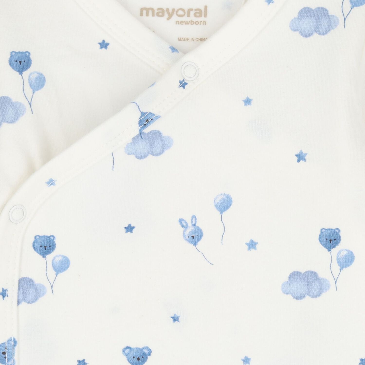 Baby Girls Ivory & Blue Balloon Bodysuits ( 2-Pack ), 3, hi-res