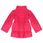 Girls Pink Heart Hooded Puffer Jacket, 1, hi-res