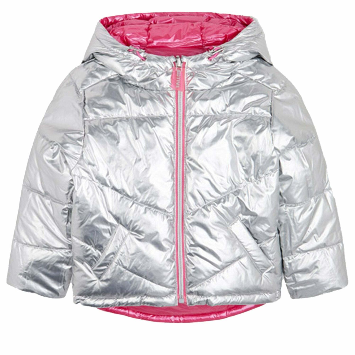 Girls Silver & Pink Reversible Jacket, 1, hi-res