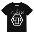 Boys Black Logo T-Shirt, 3, hi-res