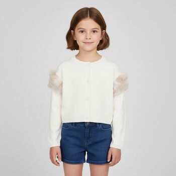 Girls Ivory Knitted Cardigan