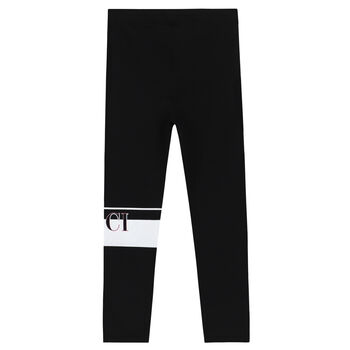 Girls Black Logo Leggings