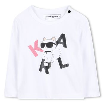 Younger Girls White Choupette Long Sleeve Top