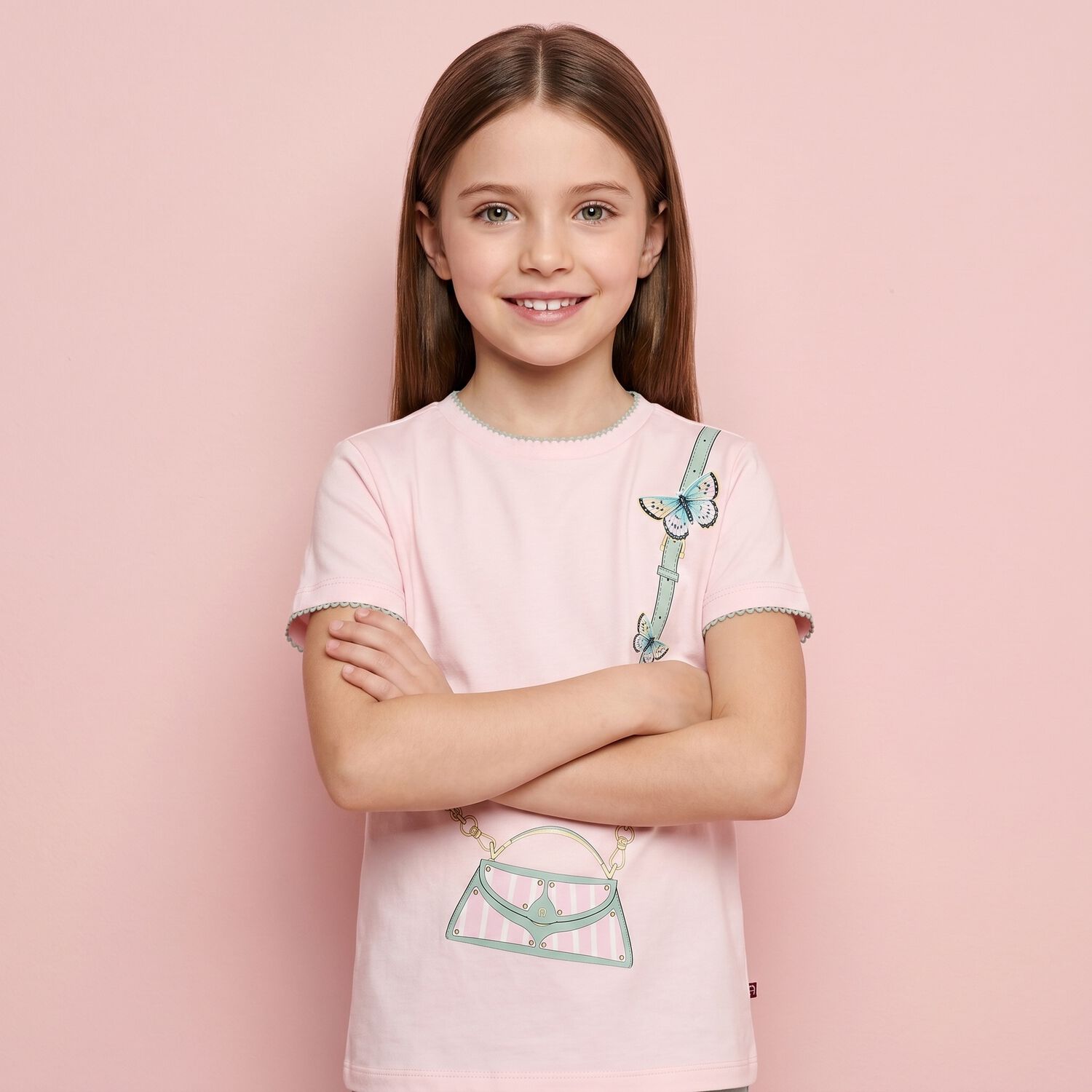 Girls Pink Logo Bag T-Shirt, 2, hi-res