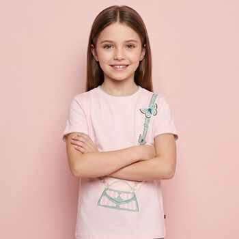 Girls Pink Logo Bag T-Shirt