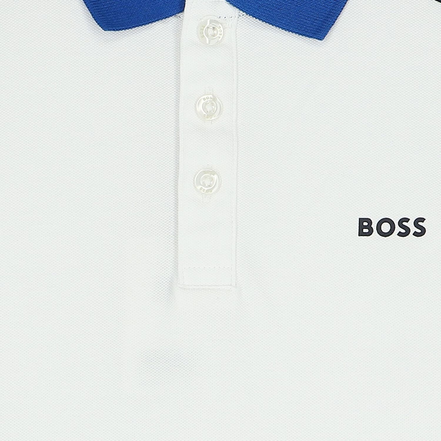 Boys White Logo Polo Shirt, 1, hi-res