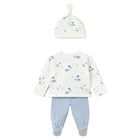 Baby Boys Ivory & Blue 2 Piece Babygrow Set, 1, hi-res