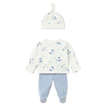 Baby Boys Ivory & Blue Balloon 2 Piece Babygrow Set