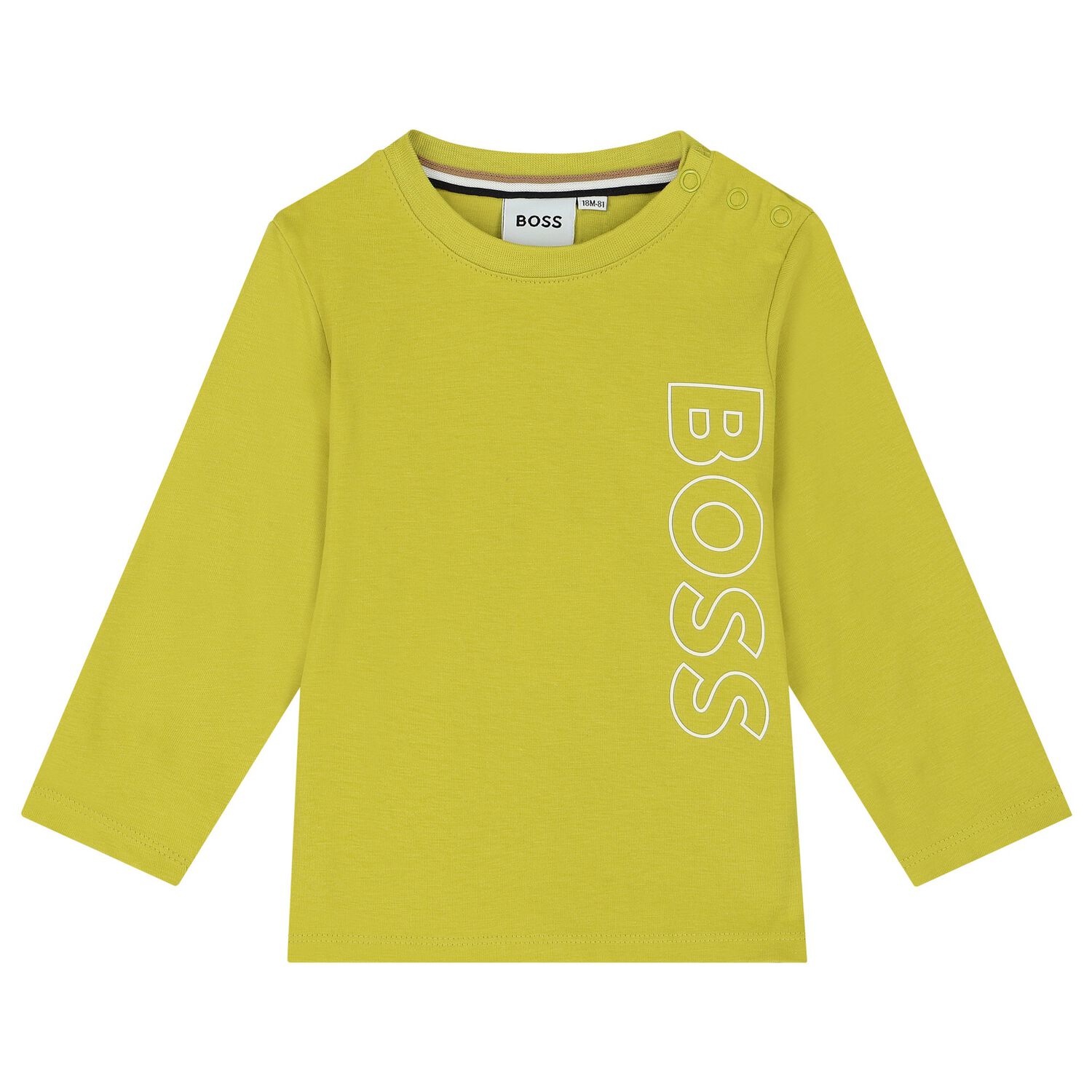 Younger Boys Lime Green Logo Long Sleeve Top, 1, hi-res image number null