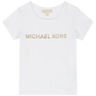 Girls White Logo T-Shirt, 1, hi-res