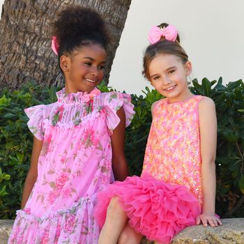 Girls Pink Embellished Tulle Dress