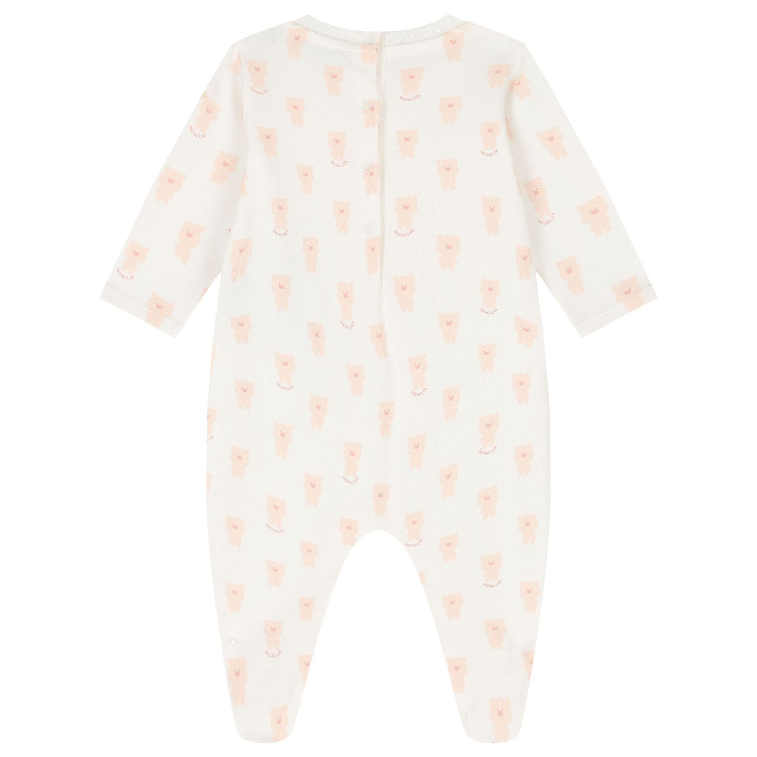 Baby Girls Ivory & Pink Teddy Bear Logo Babygrow Set, 1, hi-res