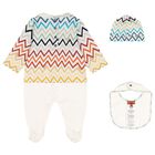 Ivory & Blue Logo Zig Zag Babygrow Gift Set, 1, hi-res
