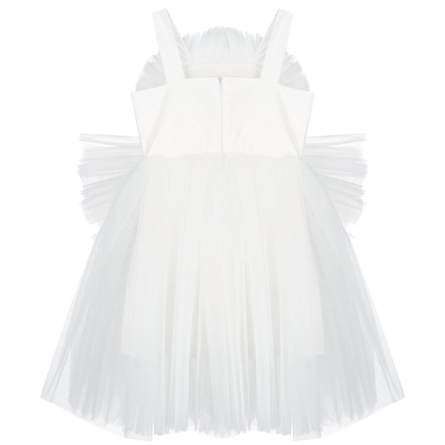 Girls White Flower Tulle Dress, 1, hi-res image number null