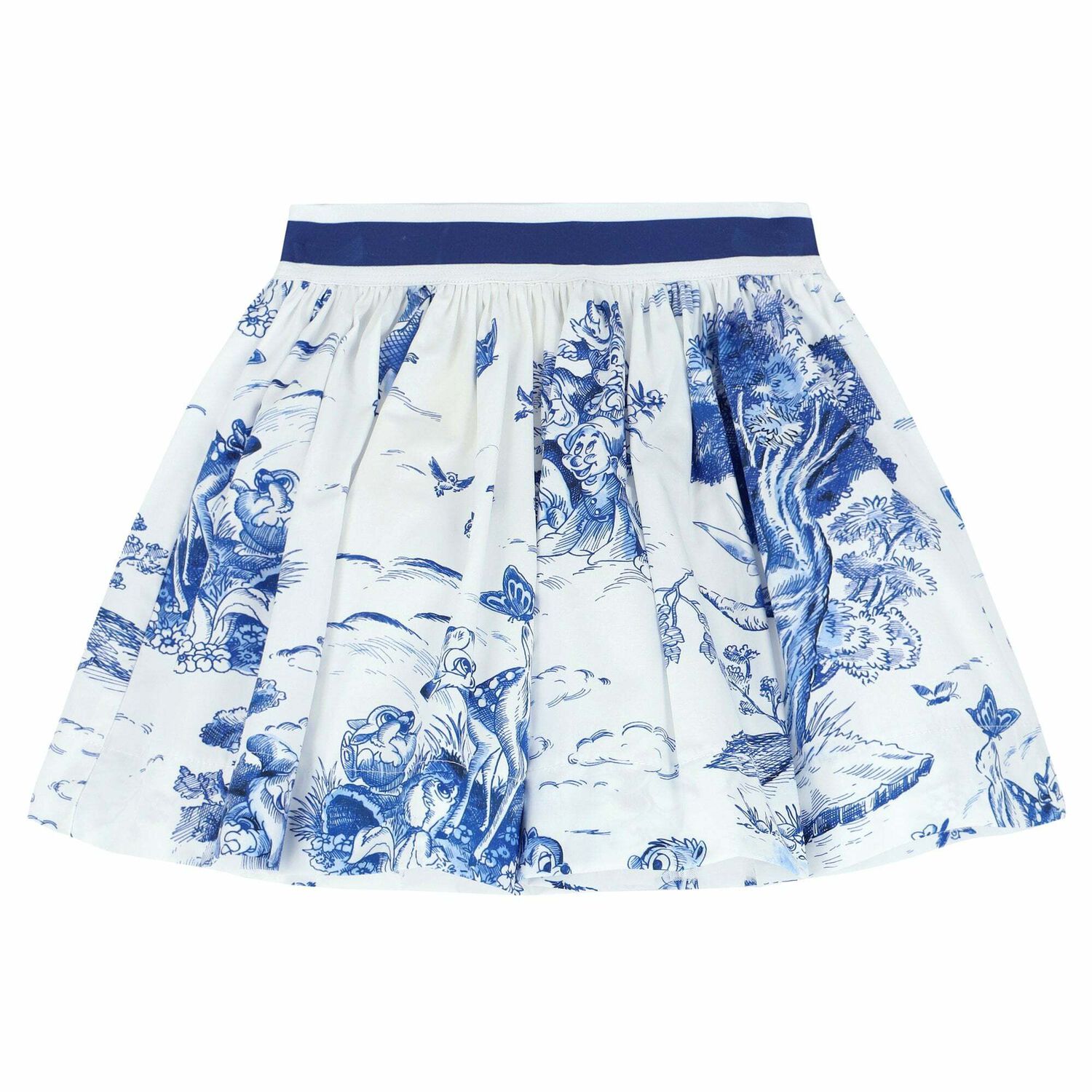 Girls White & Blue Printed Skirt, 1, hi-res