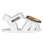 White Teddy Bear Baby Sandals, 1, hi-res