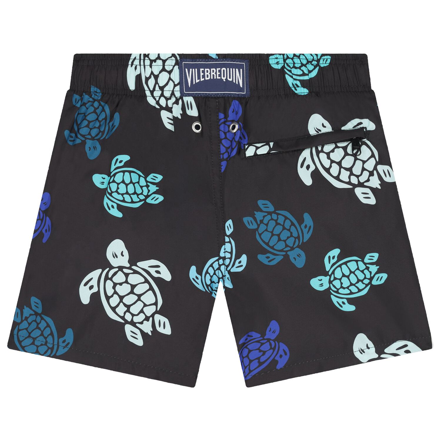 Boys Navy Blue Turtle Swim Shorts, 1, hi-res image number null