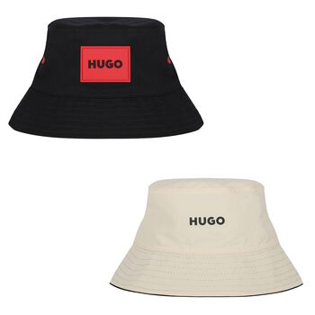 Boys Black & Beige Reversible Bucket Hat