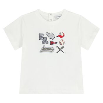 Younger Boys White Logo T-Shirt