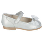 Younger Girls Silver Bow Ballerina Shoes, 3, hi-res