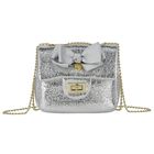 Girls Silver Bow Handbag, 1, hi-res