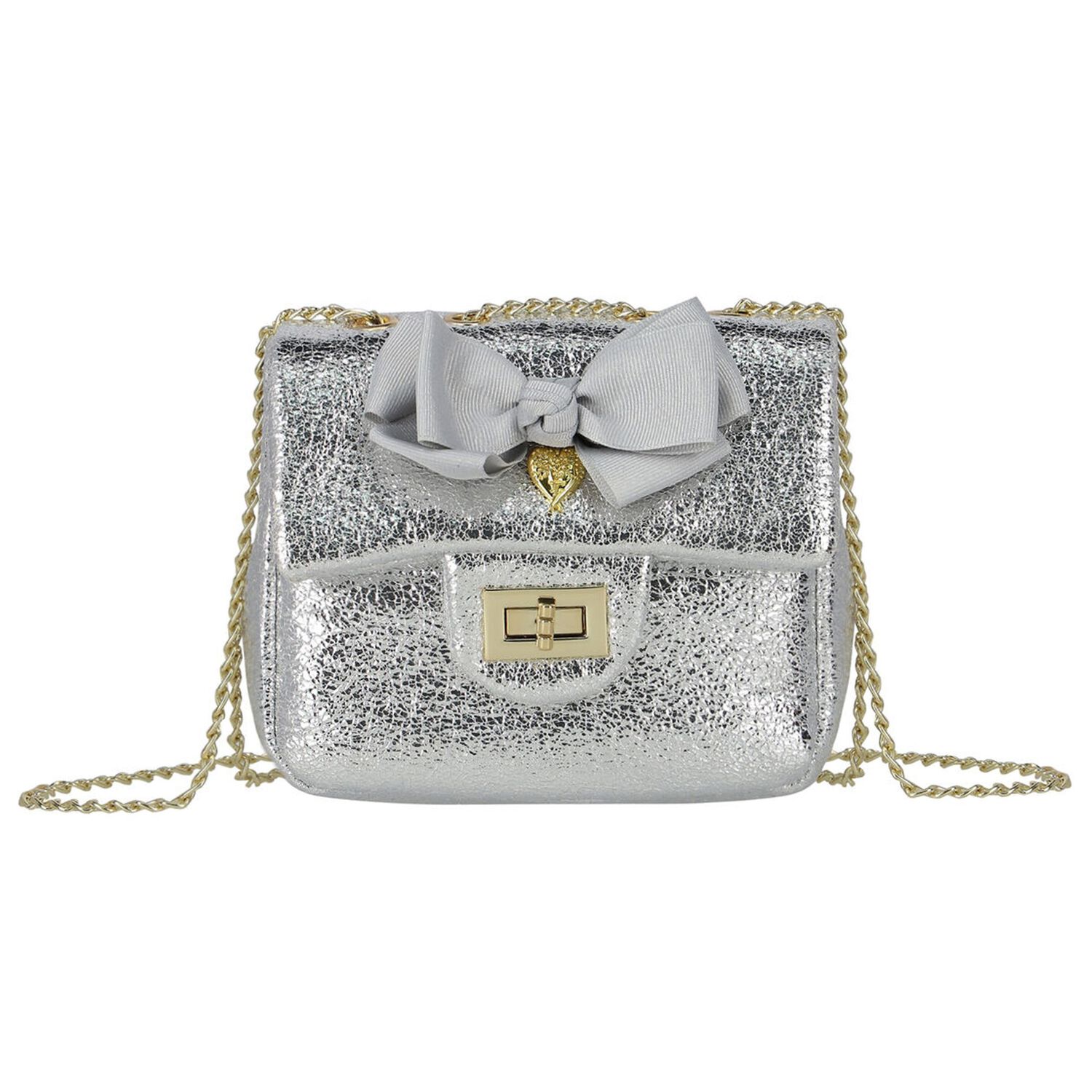 Girls Silver Bow Handbag, 1, hi-res image number null