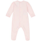 Baby Girls Pink Embroidered Babygrow, 1, hi-res