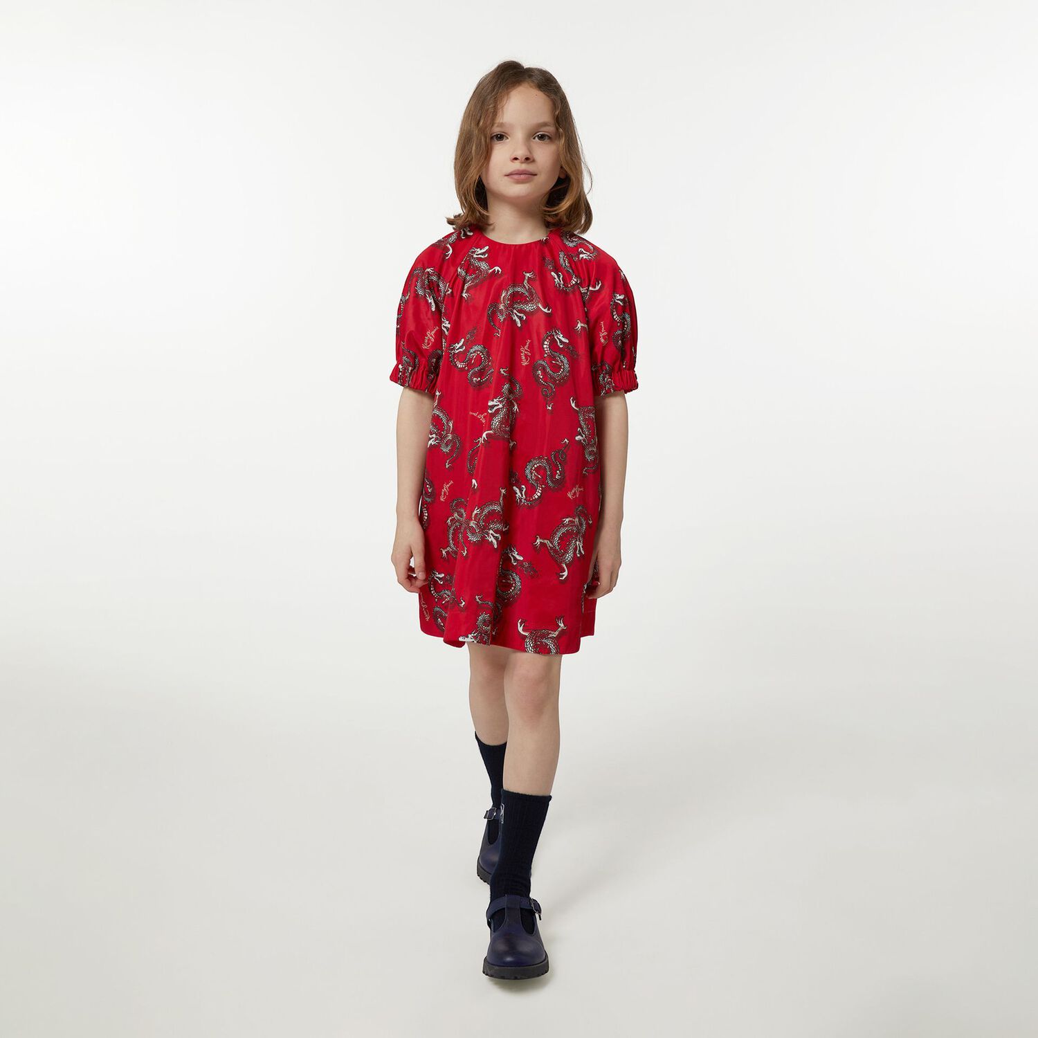 Girls Red Logo Dress, 1, hi-res