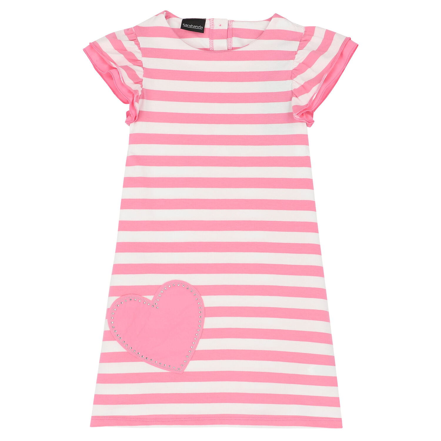 Girls Pink & White Striped Dress, 1, hi-res