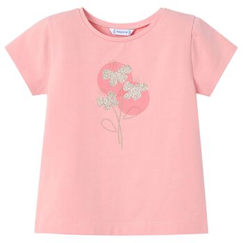 Girls Pink Cotton T-Shirt
