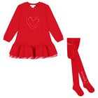 Girls Red Heart Dress Set, 1, hi-res