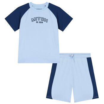 Boys Blue Logo Shorts Set