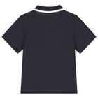 Boys Navy Blue Logo Polo Shirt , 1, hi-res