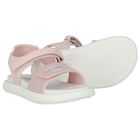 Girls Iridescent Pink Logo Sandals, 1, hi-res