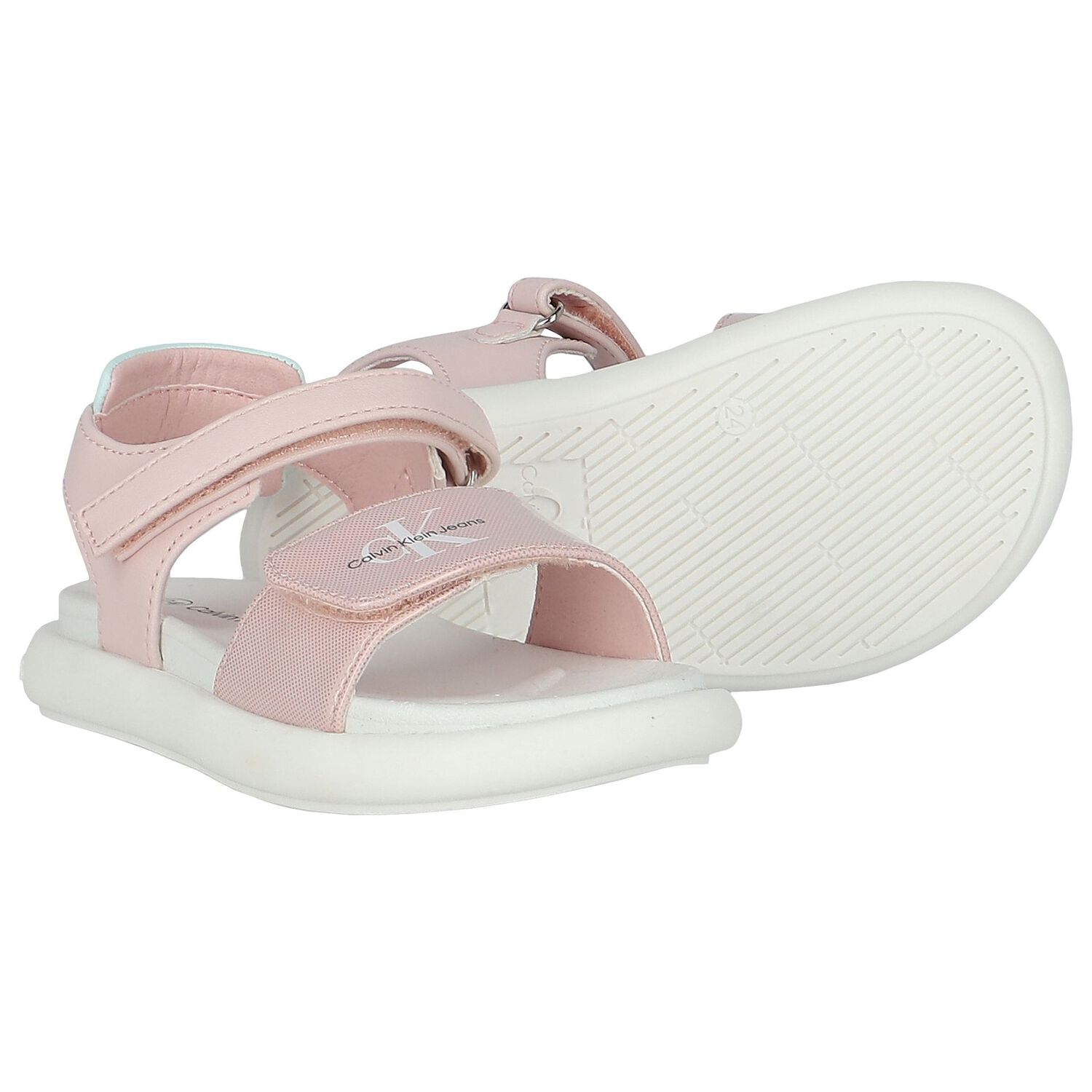 Girls Iridescent Pink Logo Sandals, 1, hi-res