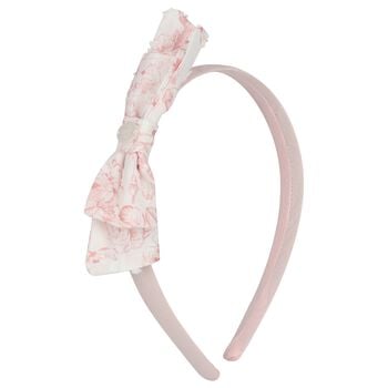 Girls Pink Floral Bow Headband