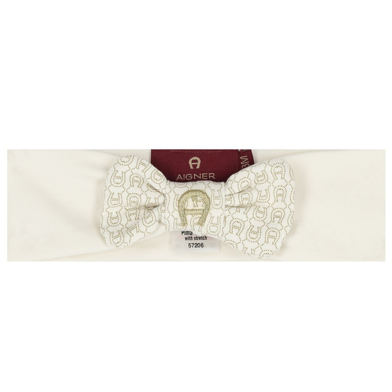 Baby Girls Ivory Bow Logo Headband, 1, hi-res