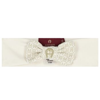 Baby Girls Ivory Bow Logo Headband