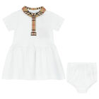 Baby Girls White & Checked Dress Set, 1, hi-res