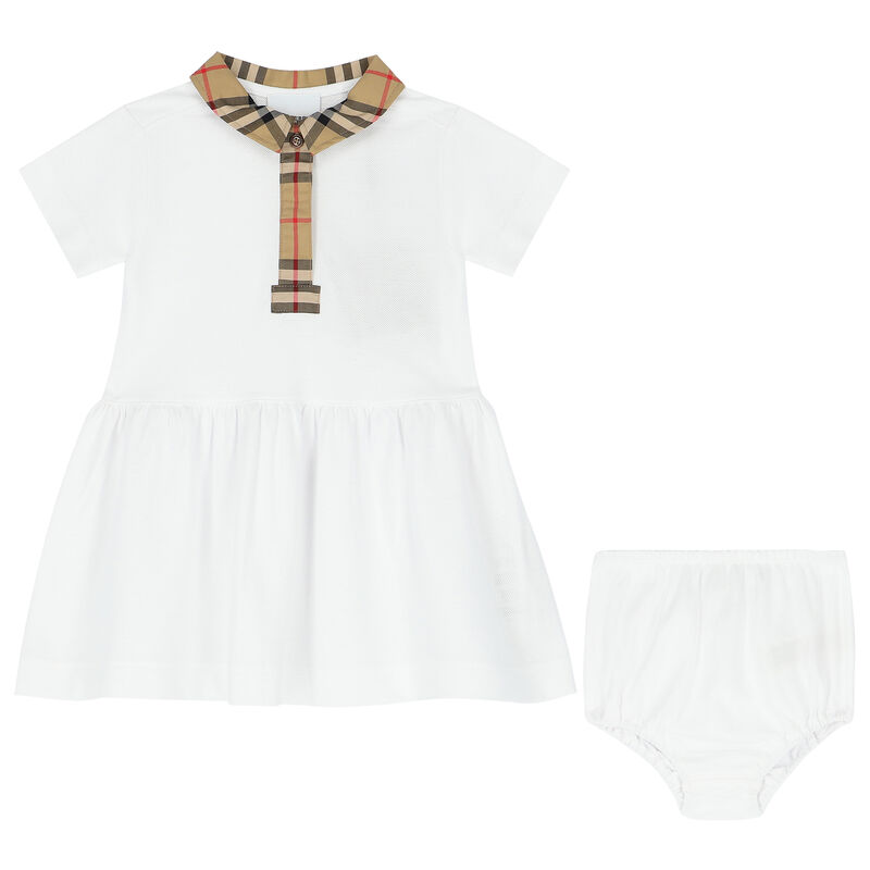 Baby Girls White & Checked Dress Set, 1, hi-res image number null