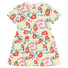 Girl White Logo Floral Dress, 1, hi-res