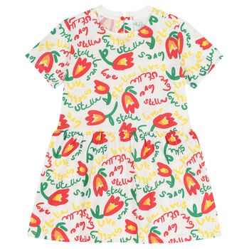 Girl White Logo Floral Dress