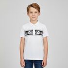Boys White Logo Polo Shirt, 1, hi-res